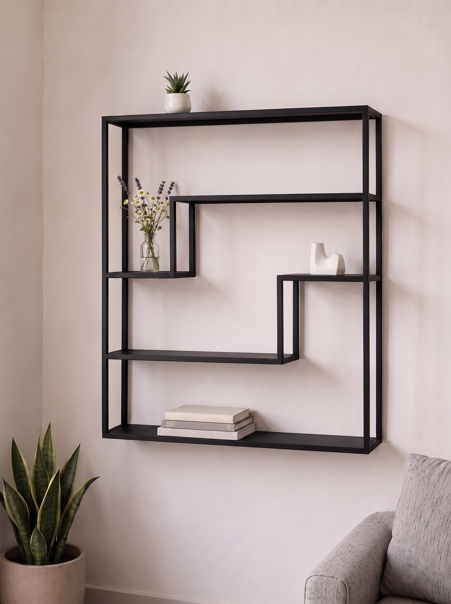 Repisa Arlo Negro con decorativos