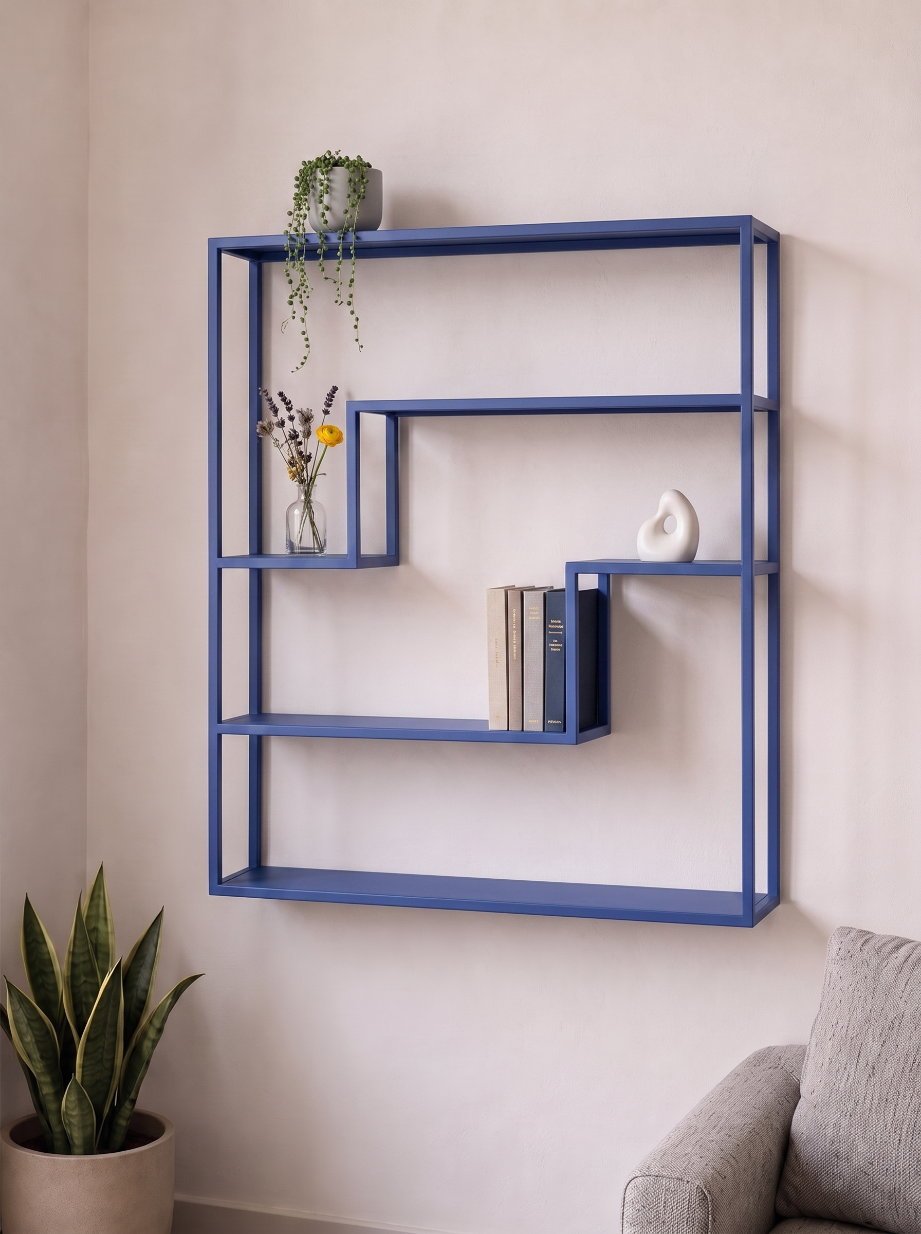 Repisa Arlo Azul con decorativos