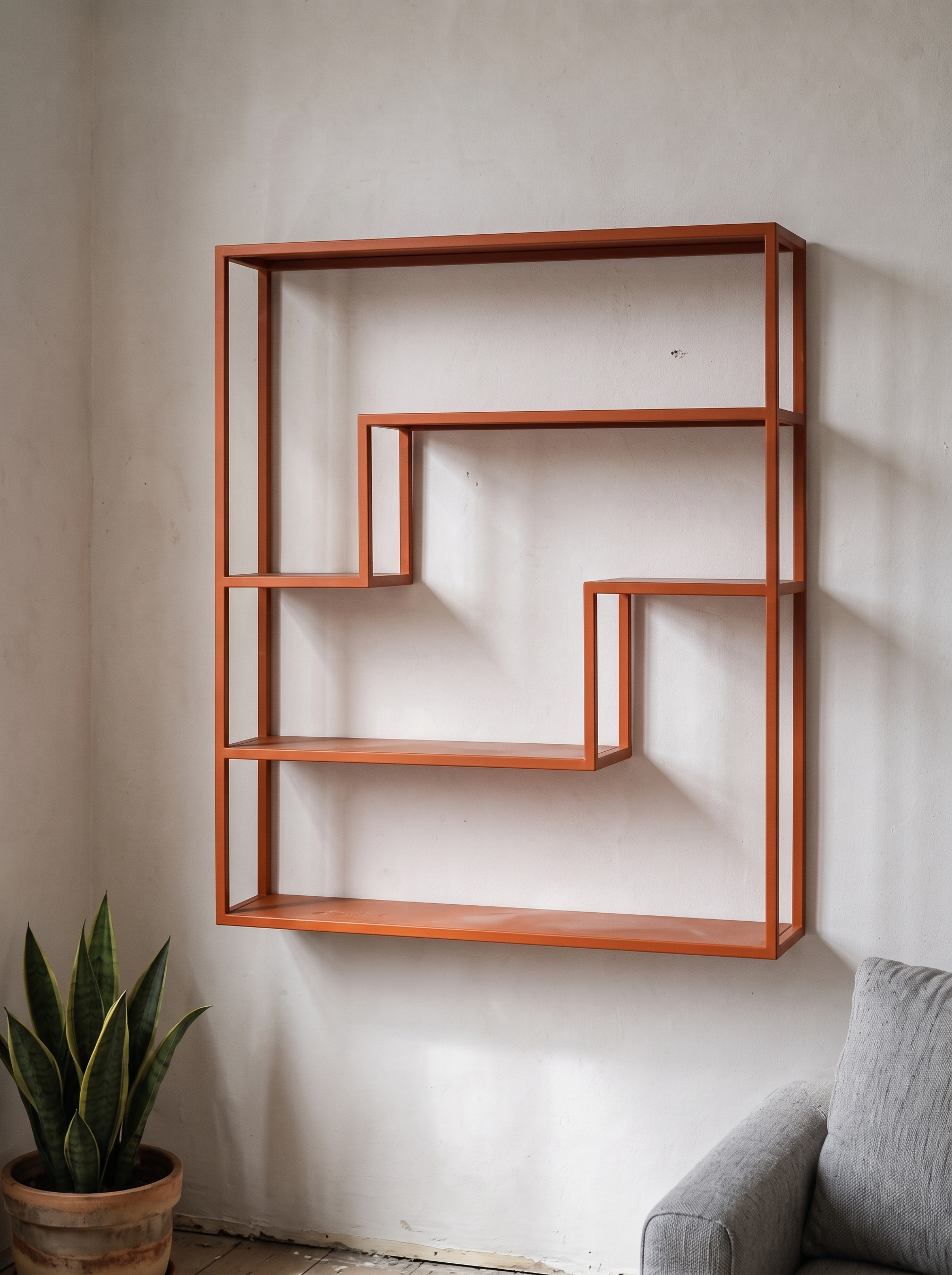 Repisa Arlo Naranja en espacio minimalista