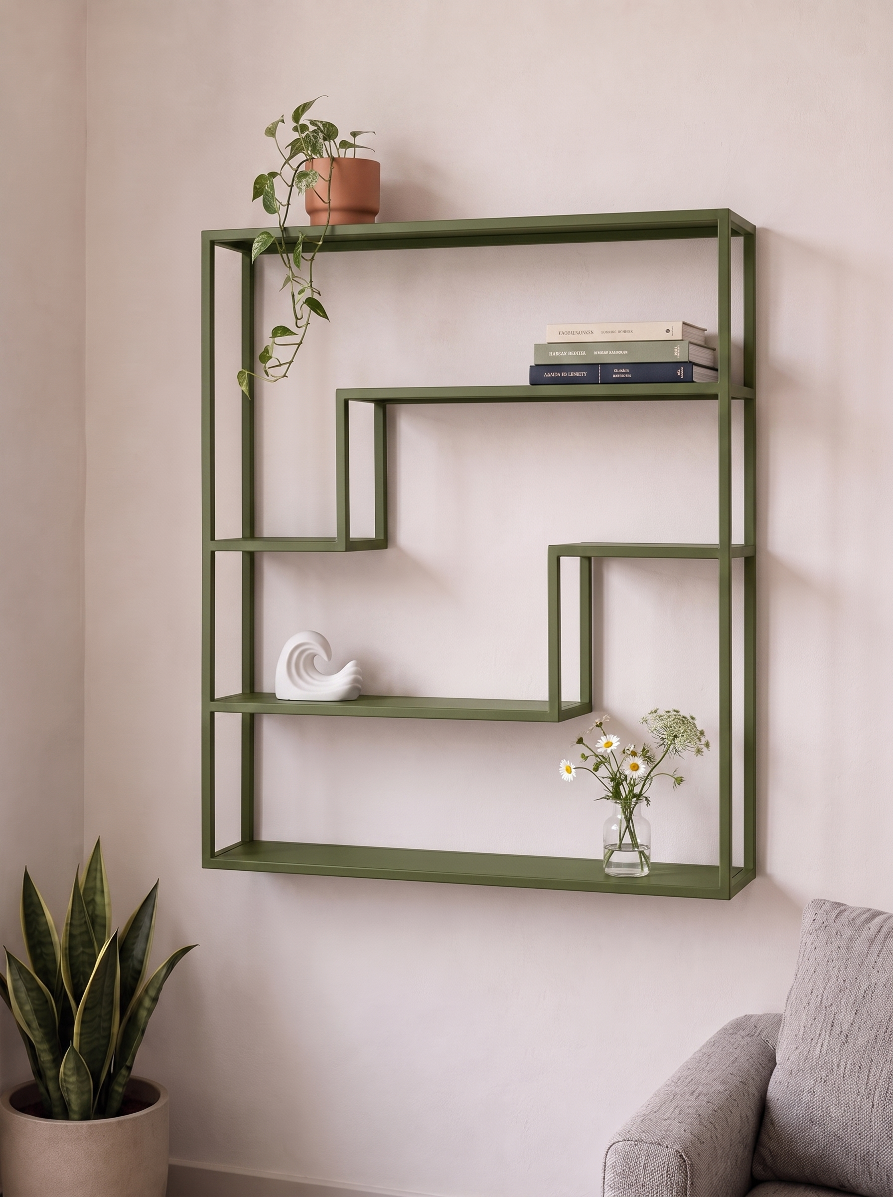 Repisa Arlo Verde con decorativos