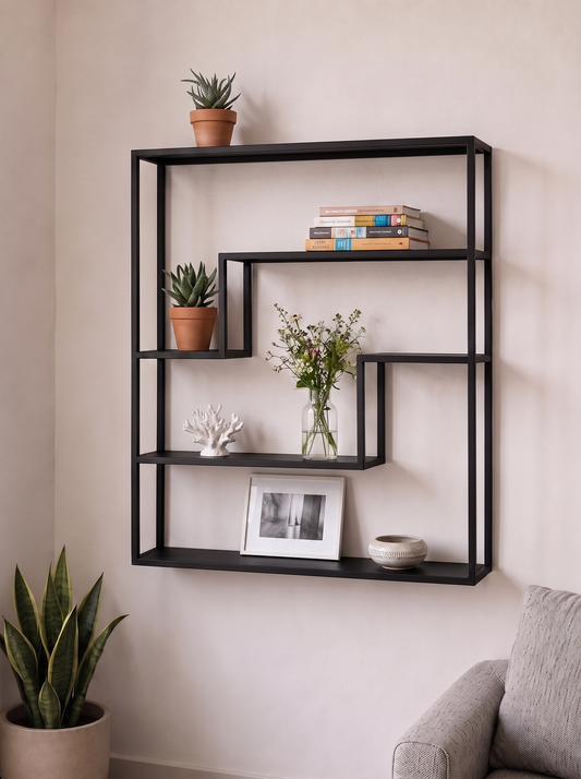 Repisa Arlo Negro con más decoración