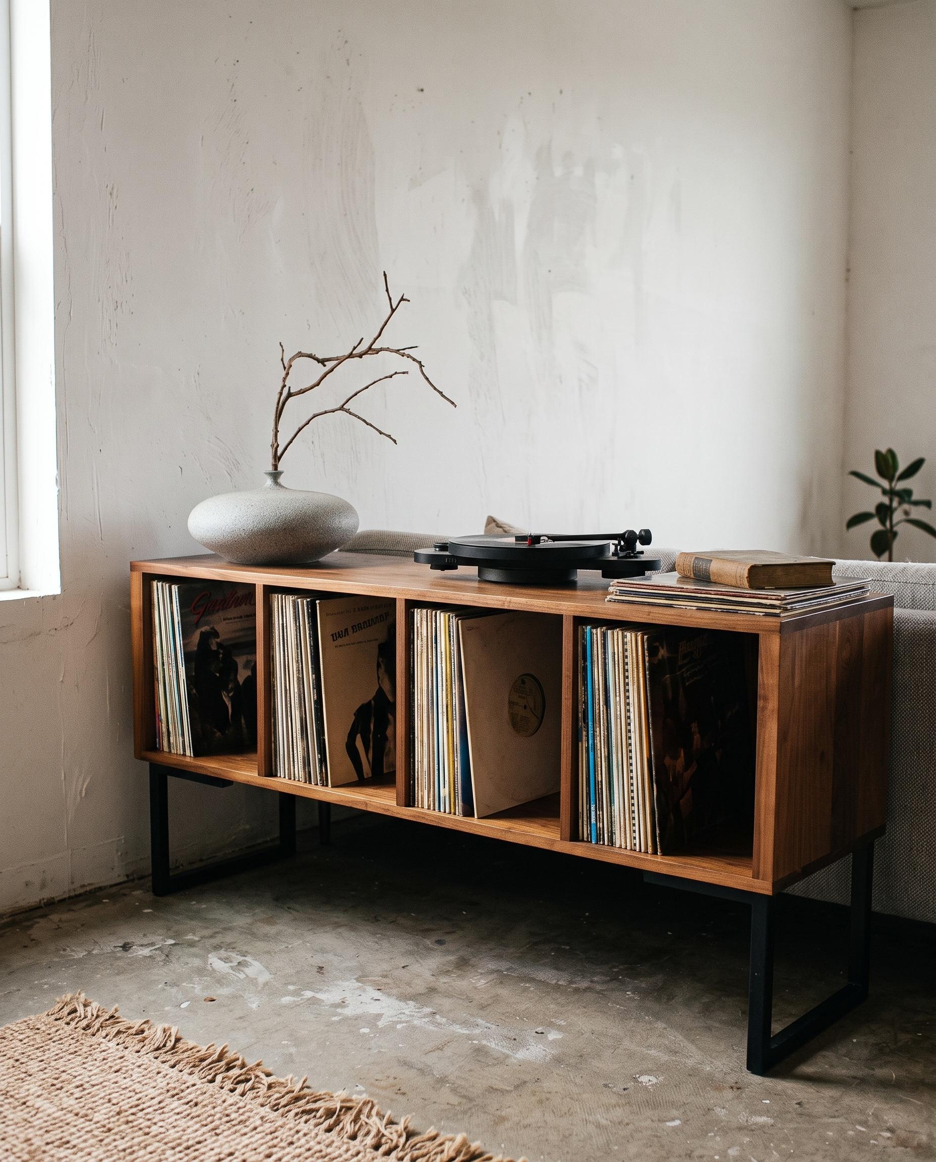 Credenza Eros Tzalam en espacio minimalista con decoración
