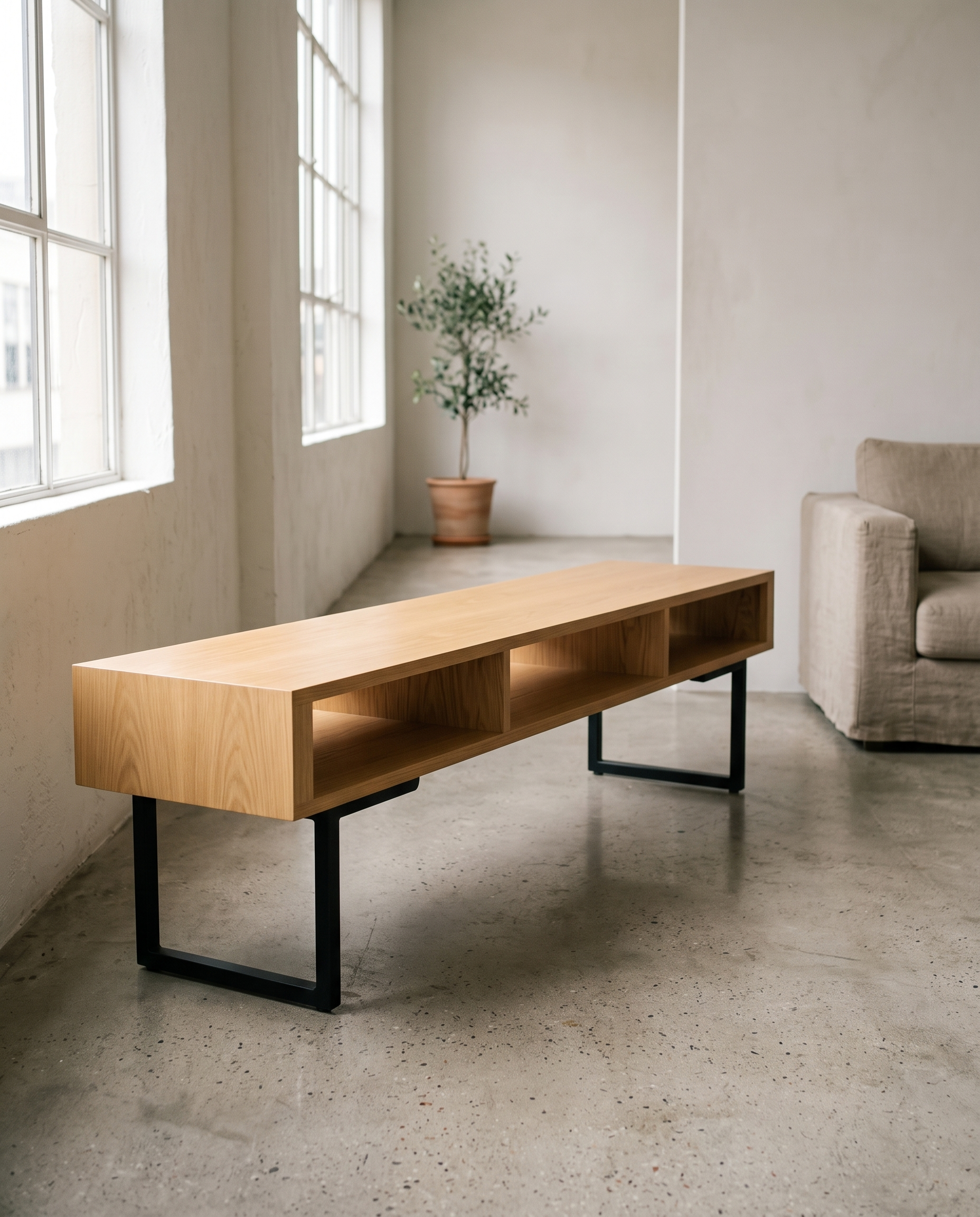 Mueble de TV Encino en espacio minimalista sin productos