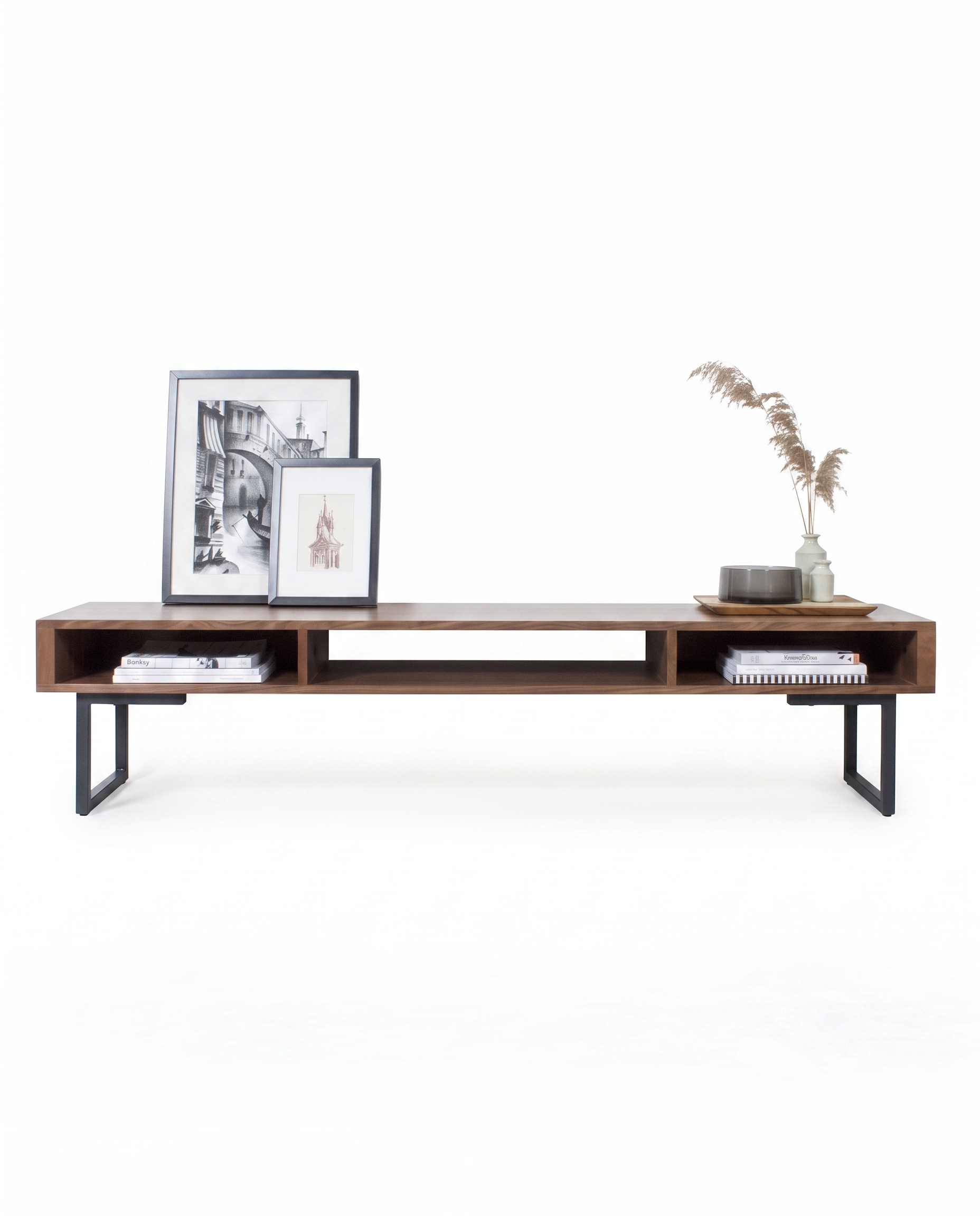 Mueble de TV Tzalam fondo blanco con productos